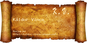 Káldor Vince névjegykártya