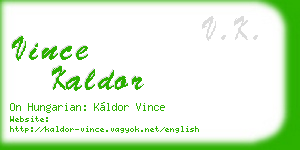vince kaldor business card