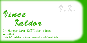 vince kaldor business card